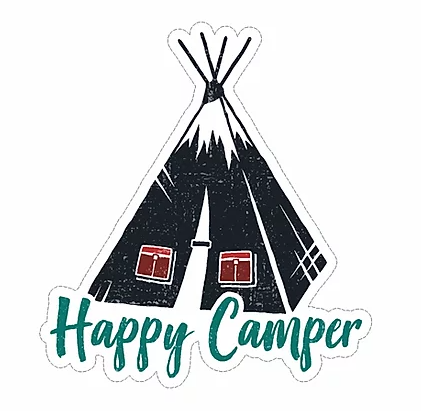 happy camper teepee tent waterproof vinyl sticker