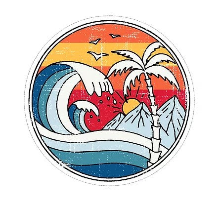 sun waves and mountains vinyl sticker cabana