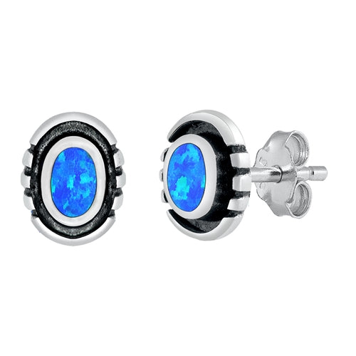 sterling silver southwest style blue opal stud post earrings