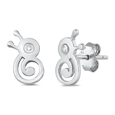sterling silver crystal snail post stud earrings