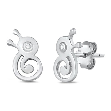 sterling silver crystal snail post stud earrings