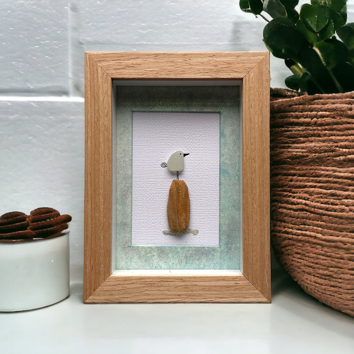Mini Sea Glass Bird On Driftwood Picture