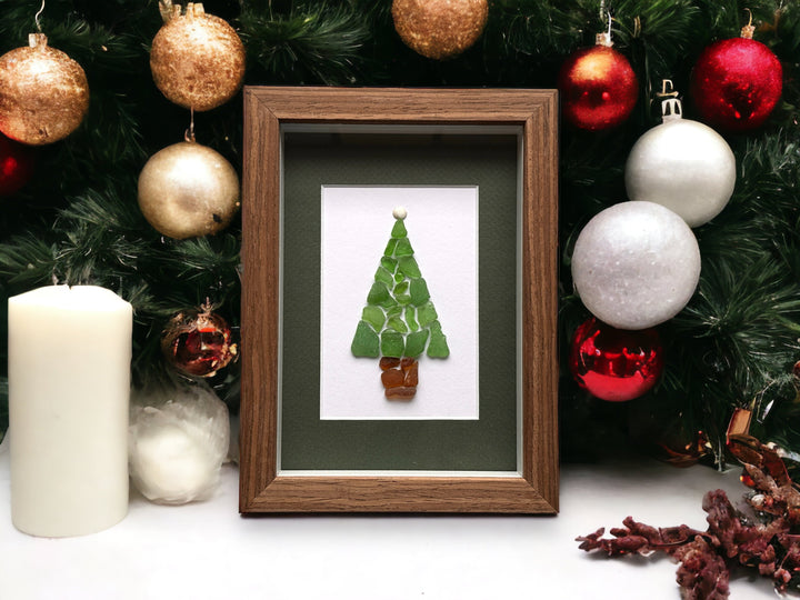 Christmas Tree Mosaic Sea Glass Picture