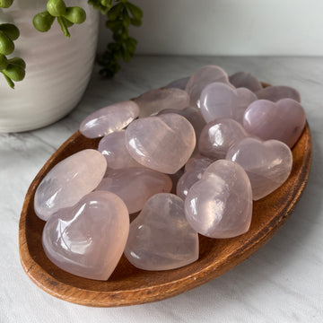 pink moon quartz pocket stone crystal heart