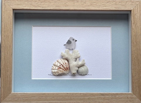 Sea Glass Seagull on Coral Picture