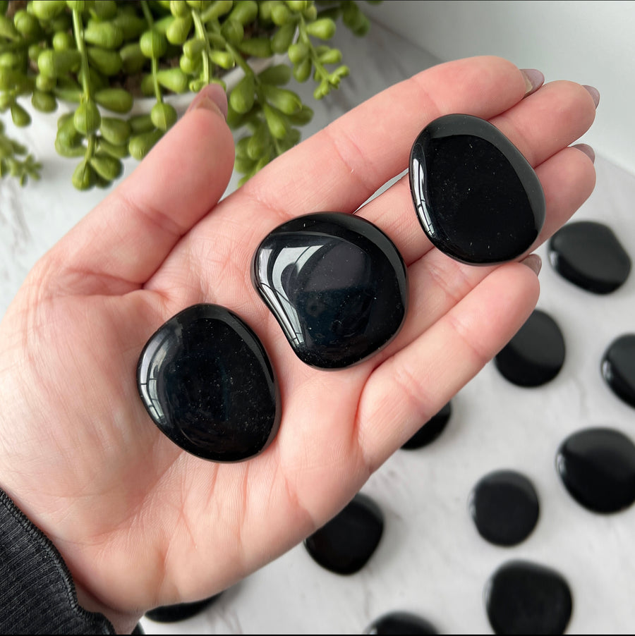 obsidian stone polished pocket worry stone
