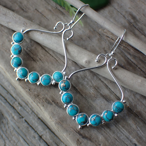Copper Turquoise Sterling Silver Earrings