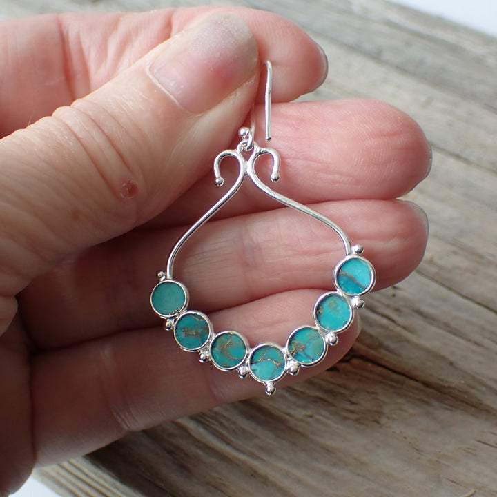Copper Turquoise Sterling Silver Earrings