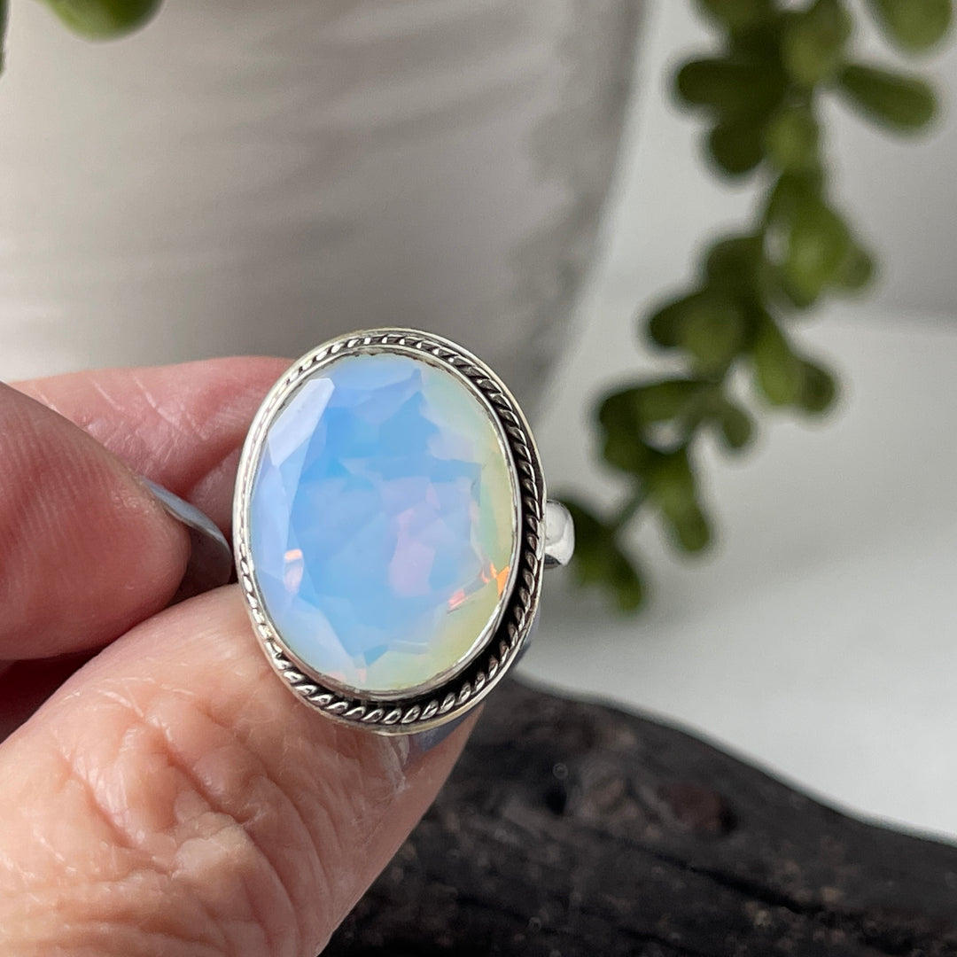 Opalite Sterling Silver Ring Size 6.5