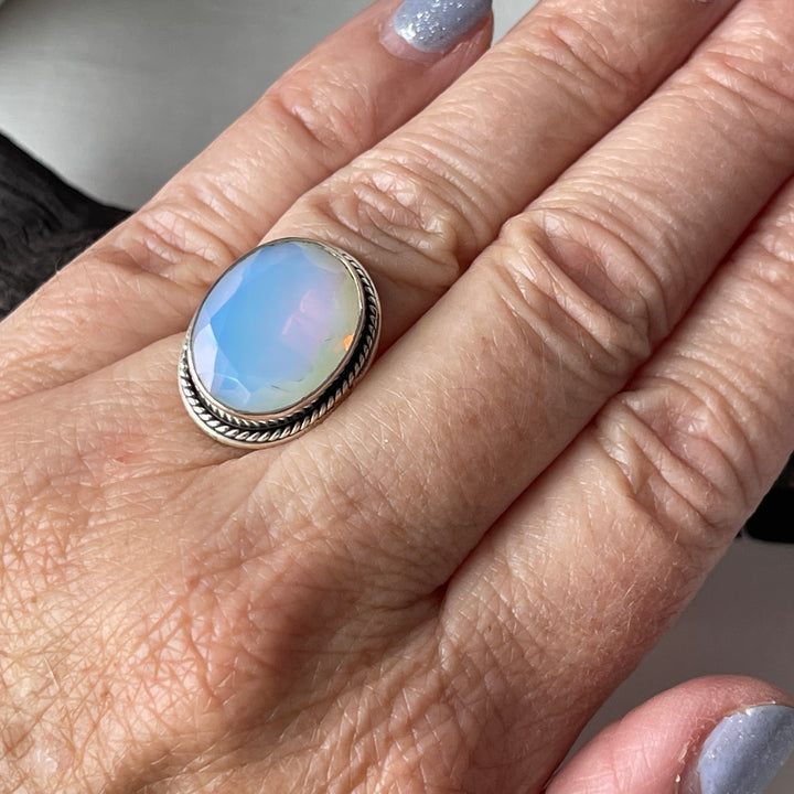 Opalite Sterling Silver Ring Size 6.5