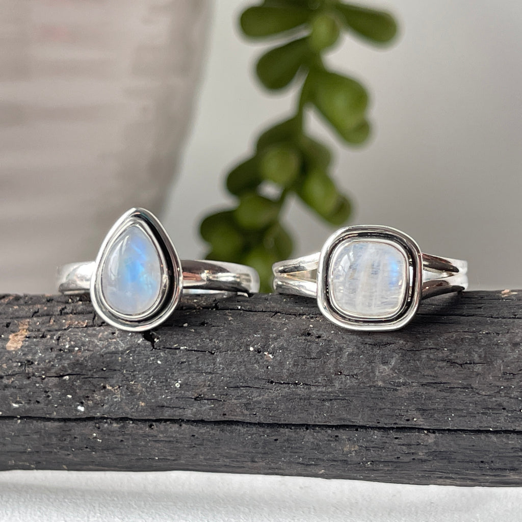 sterling silver moonstone crystal stone ring