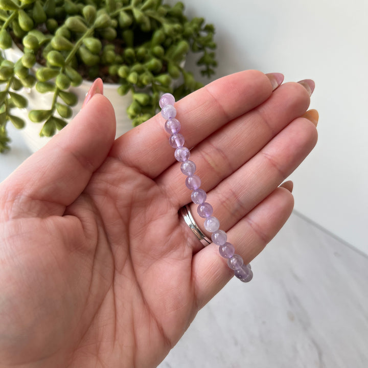 Lavender Amethyst Gemstone Energy Bracelet - 6 mm