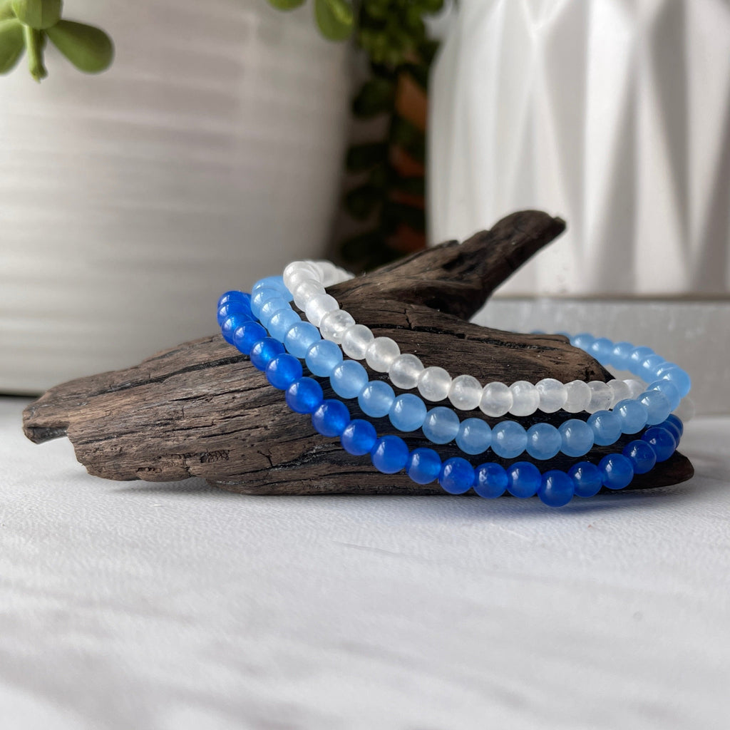 at peace jade and selenite gemstone bracelet set