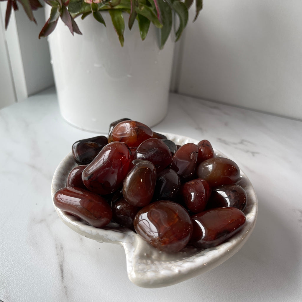 polished carnelian tumbled crystal worry stone
