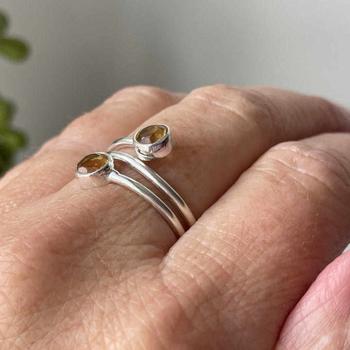 sterling silver citrine stone crystal ring
