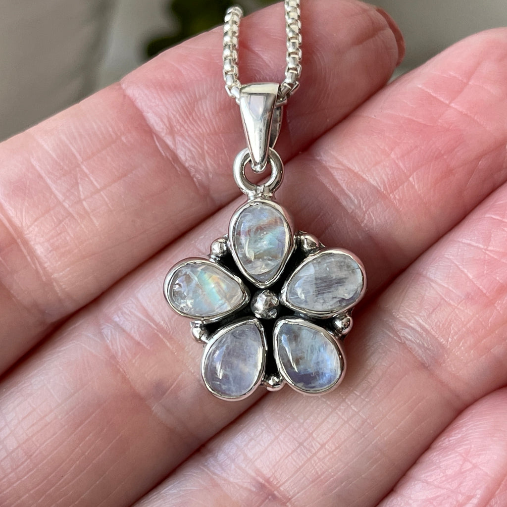 sterling silver moonstone crystal stone necklace pendant
