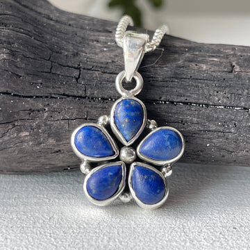 sterling silver lapis stone crystal pendant necklace