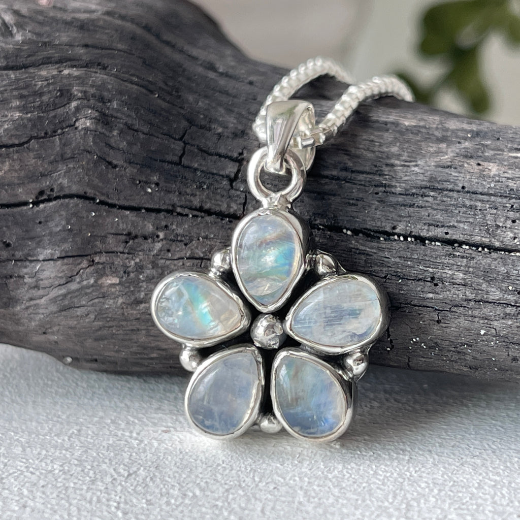 sterling silver moonstone crystal stone necklace pendant