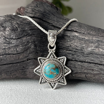 sterling silver copper turquoise crystal stone ring