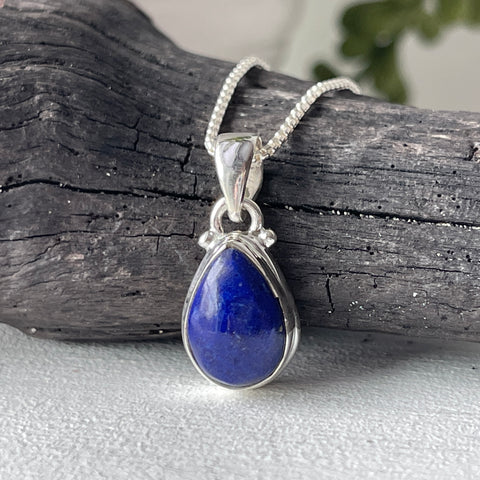 sterling silver lapis stone crystal pendant necklace