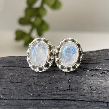 sterling silver rainbow moonstone stone earrings crystal