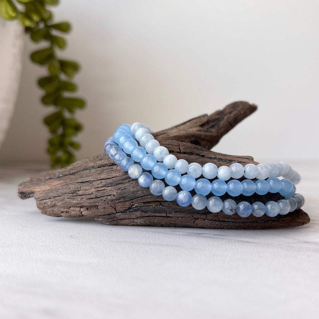 pisces gemstone bracelet set kyanite light blue jade aquamarine