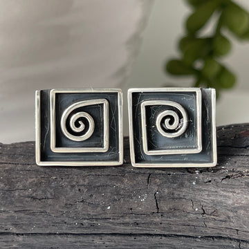 sterling silver abstract stud earrings