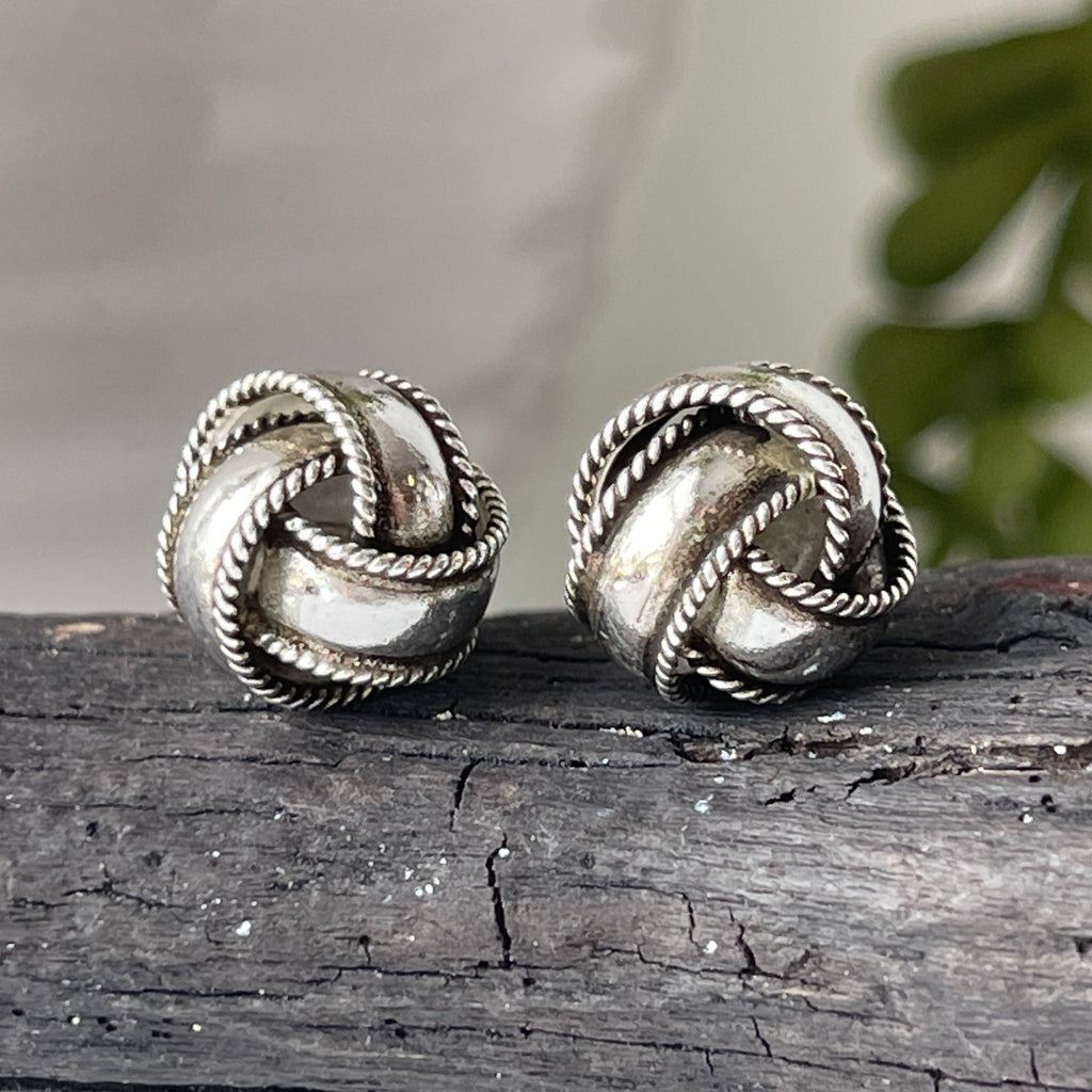 sterling silver knot stud earrings