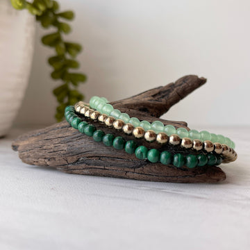 money gemstone bracelet set green jade pyrite malachite