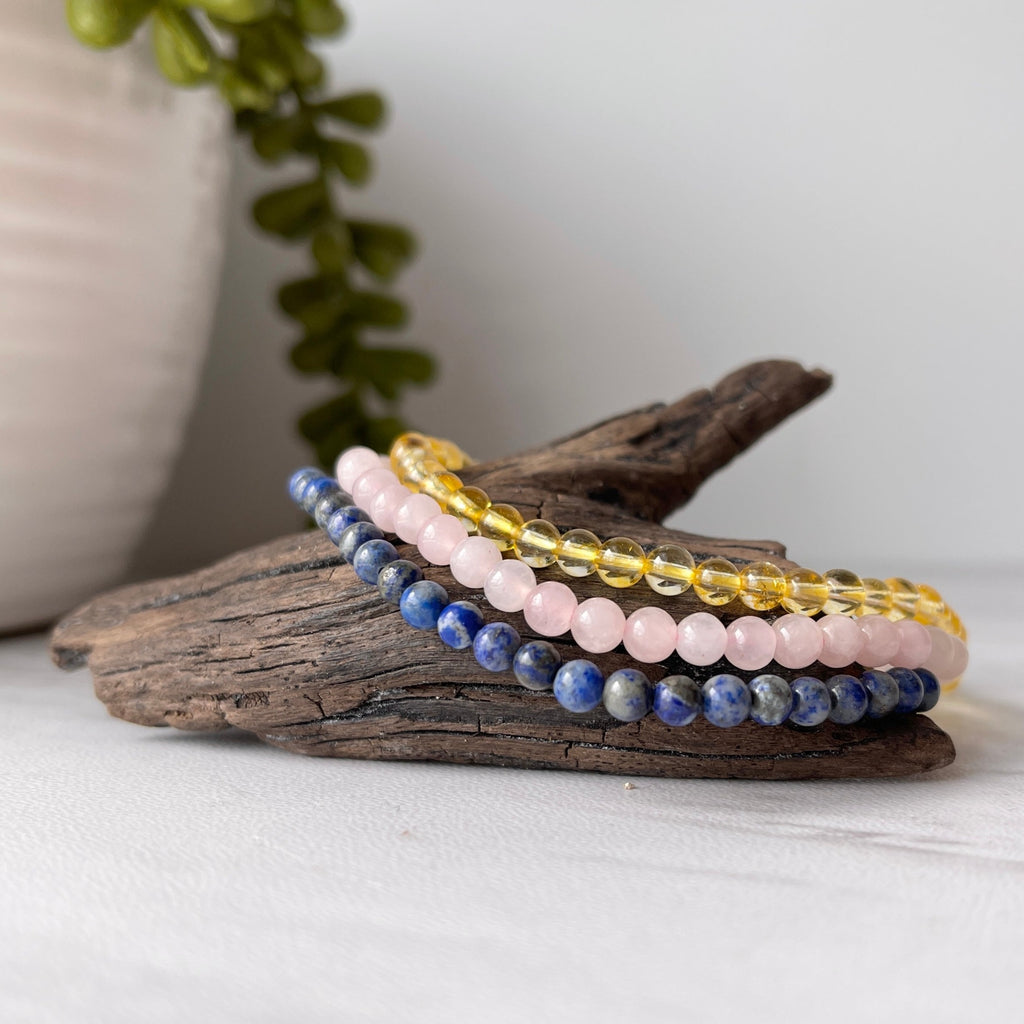 libra gemstone bracelet set rose quartz citrine lapis lazuli