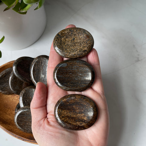 bronzite crystal worry pocket fidget healing stone