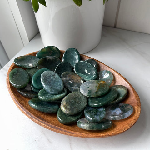 Moss Agate Worry Stone - Small