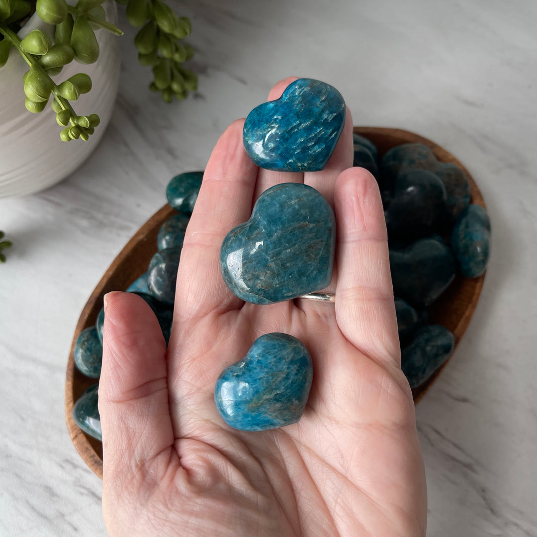 blue apatite stone crystal mini heart
