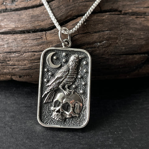 ♻️Recycled Sterling Silver Skull Scene Necklace