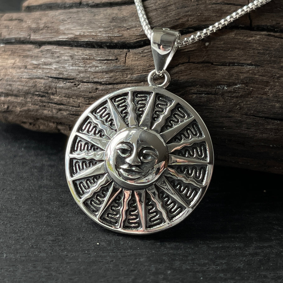 sterling silver sun disc necklace pendant