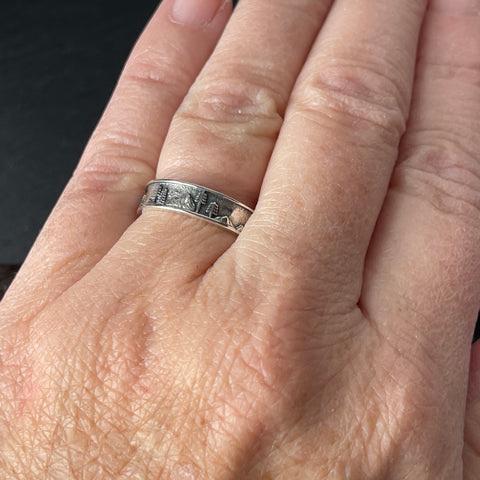 Sterling Silver Mountain Landscape Band Ring