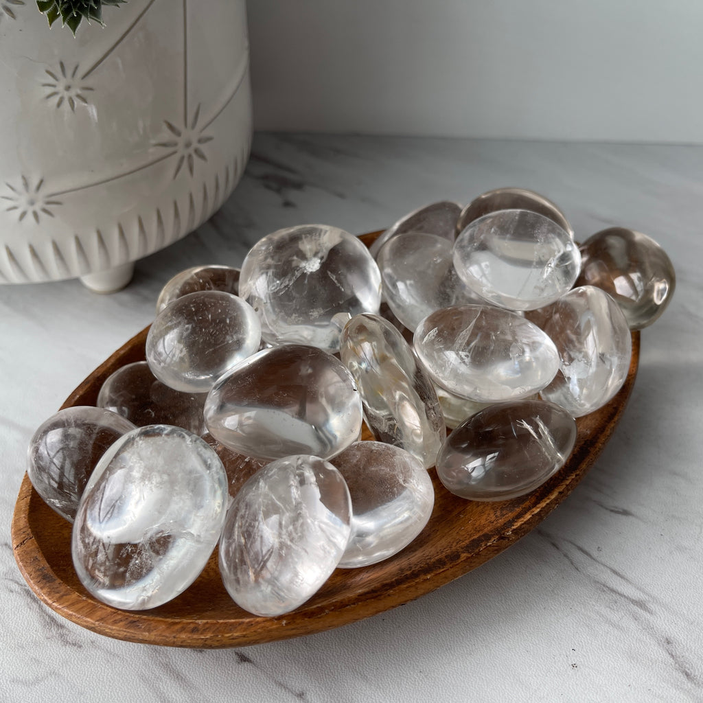 clear quartz crystal palm stone