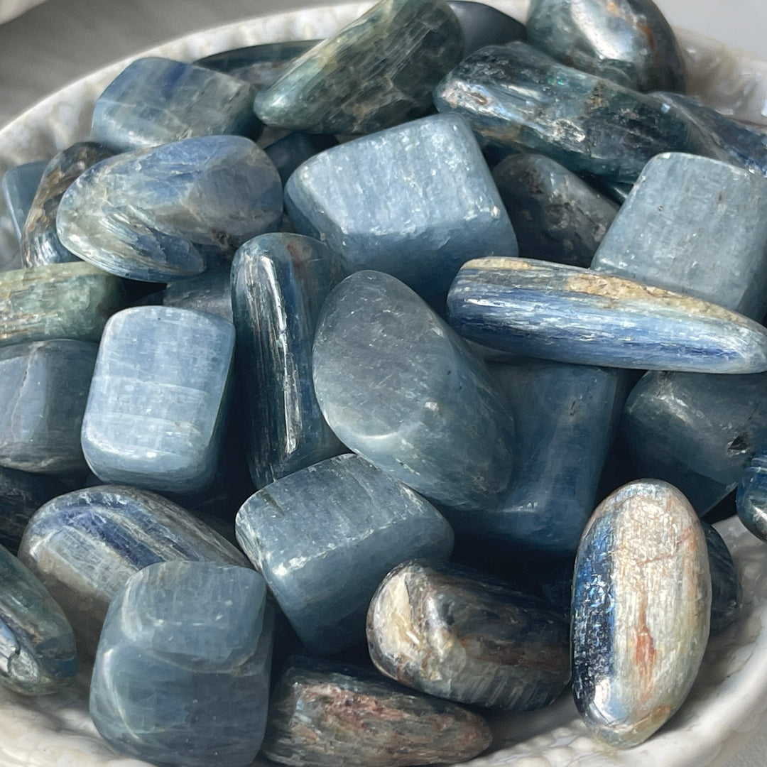 Caribbean blue tumbled worry pocket stone
