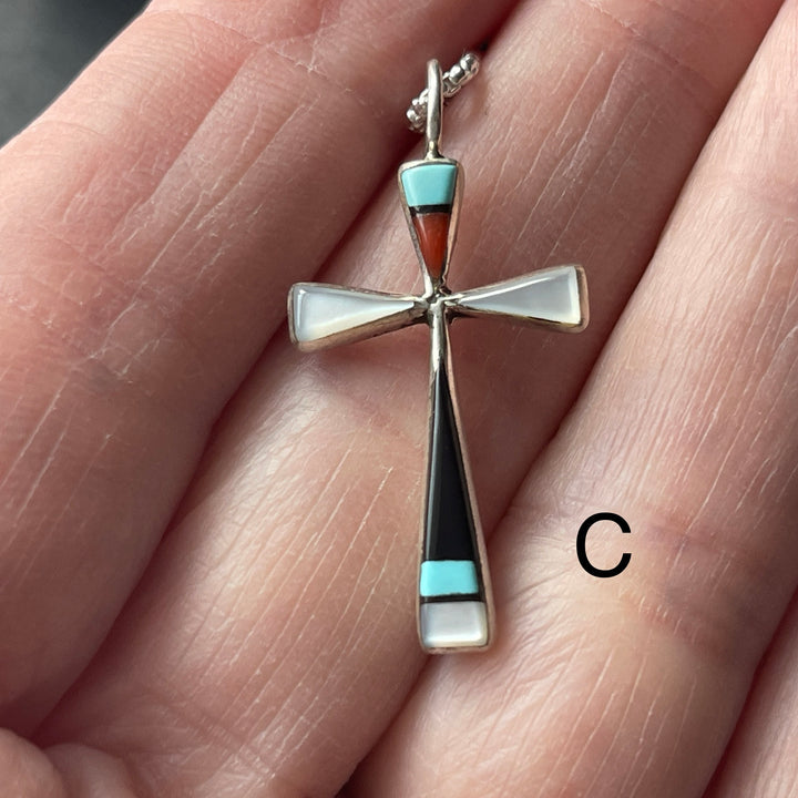 Zuni Artist Kristina Bowannie Made Medium Inlay Cross