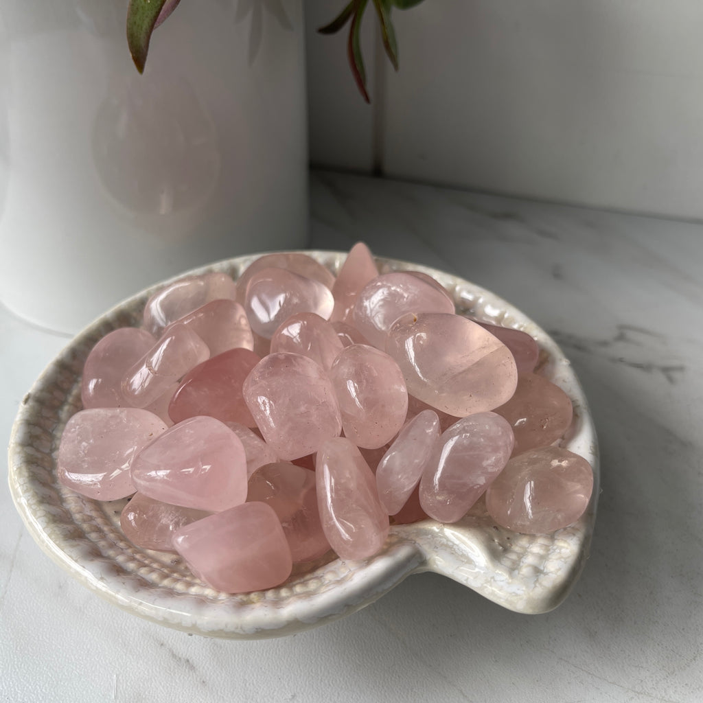 pink moon quartz crystal pocket tumbled worry stone