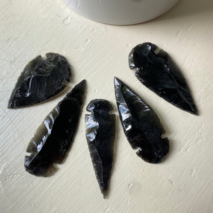 obsidian arrowhead hand knapped 