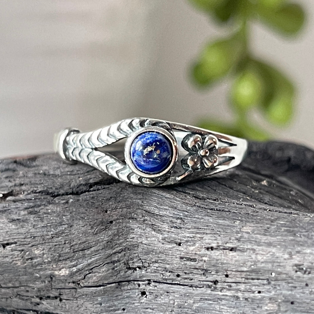 sterling silver lapis lazuli crystal  stone ring