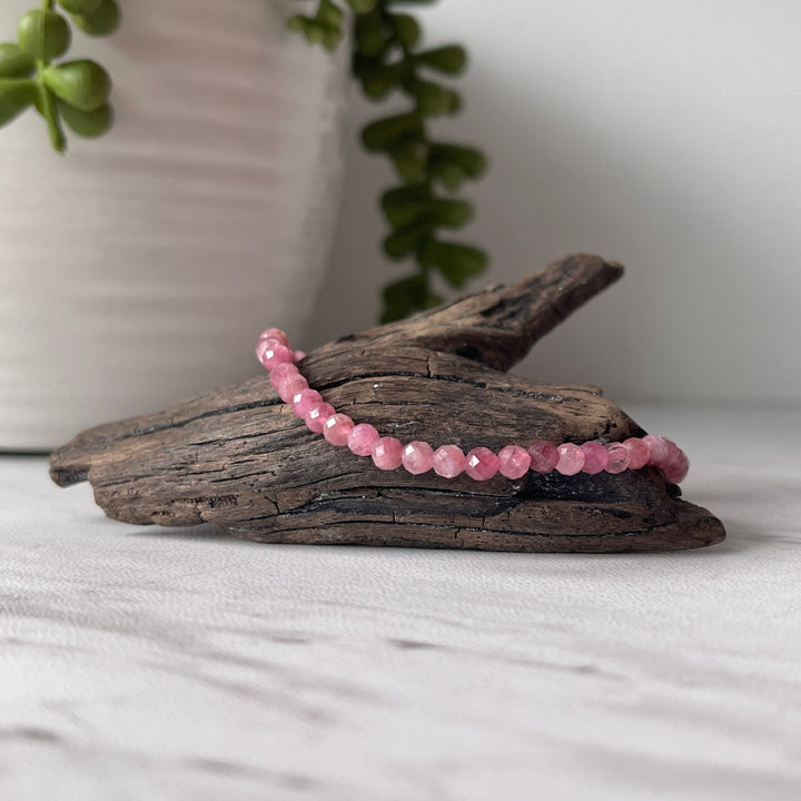 pink tourmaline faceted gemstone bracelet