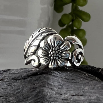 sterling silver flower vine  ring