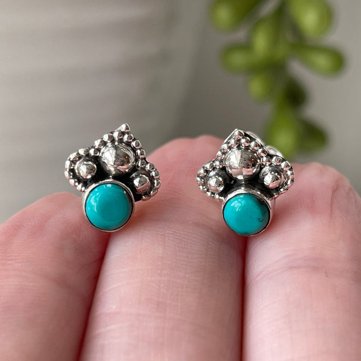 turquoise sterling silver stone crystal stud earring