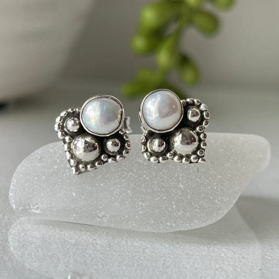 sterling silver pearl studs