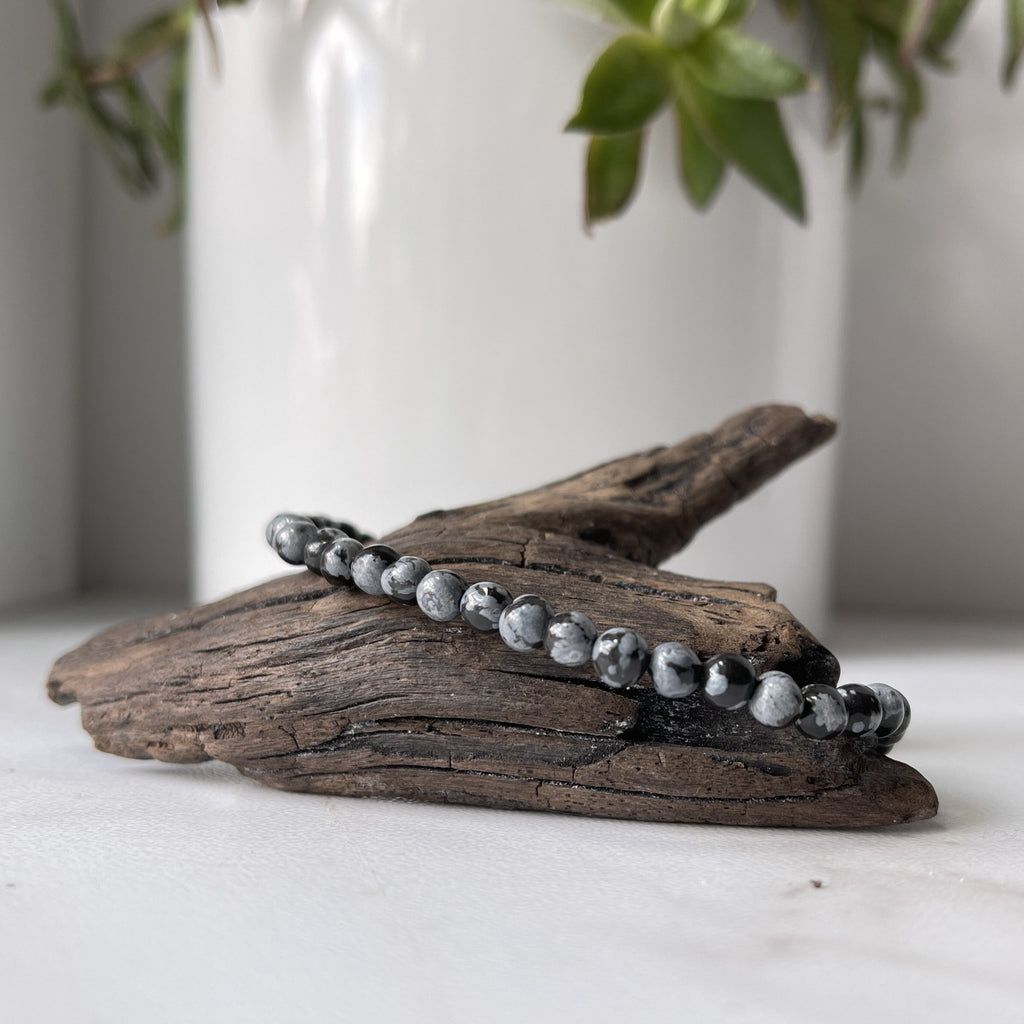 snowflake obsidian gemstone bracelet