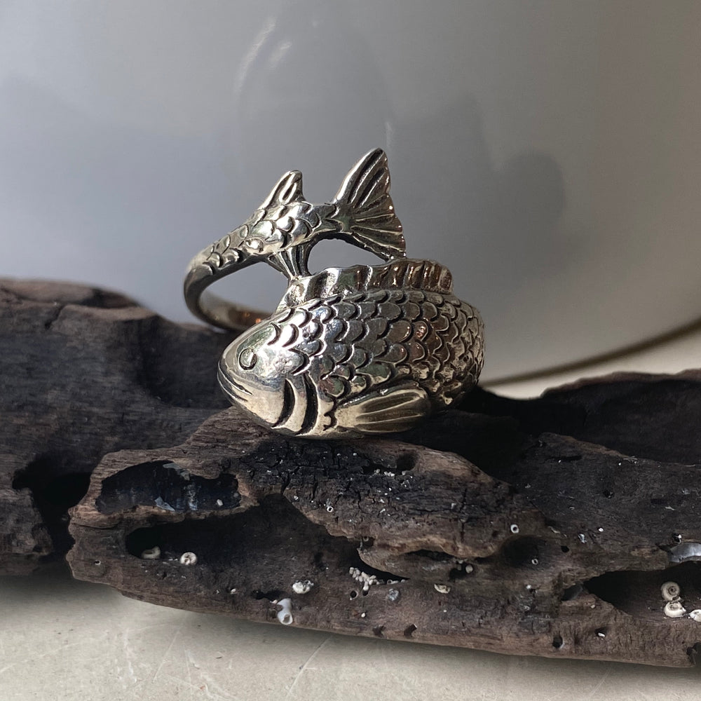 sterling silver wrap-around fish ring
