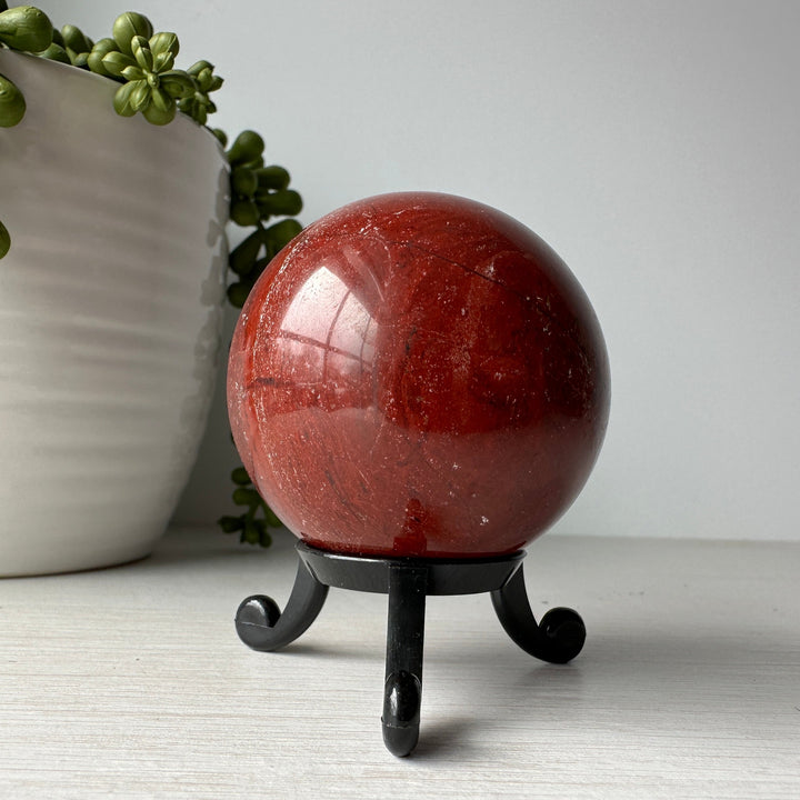 Red Jasper Sphere on Cute Stand