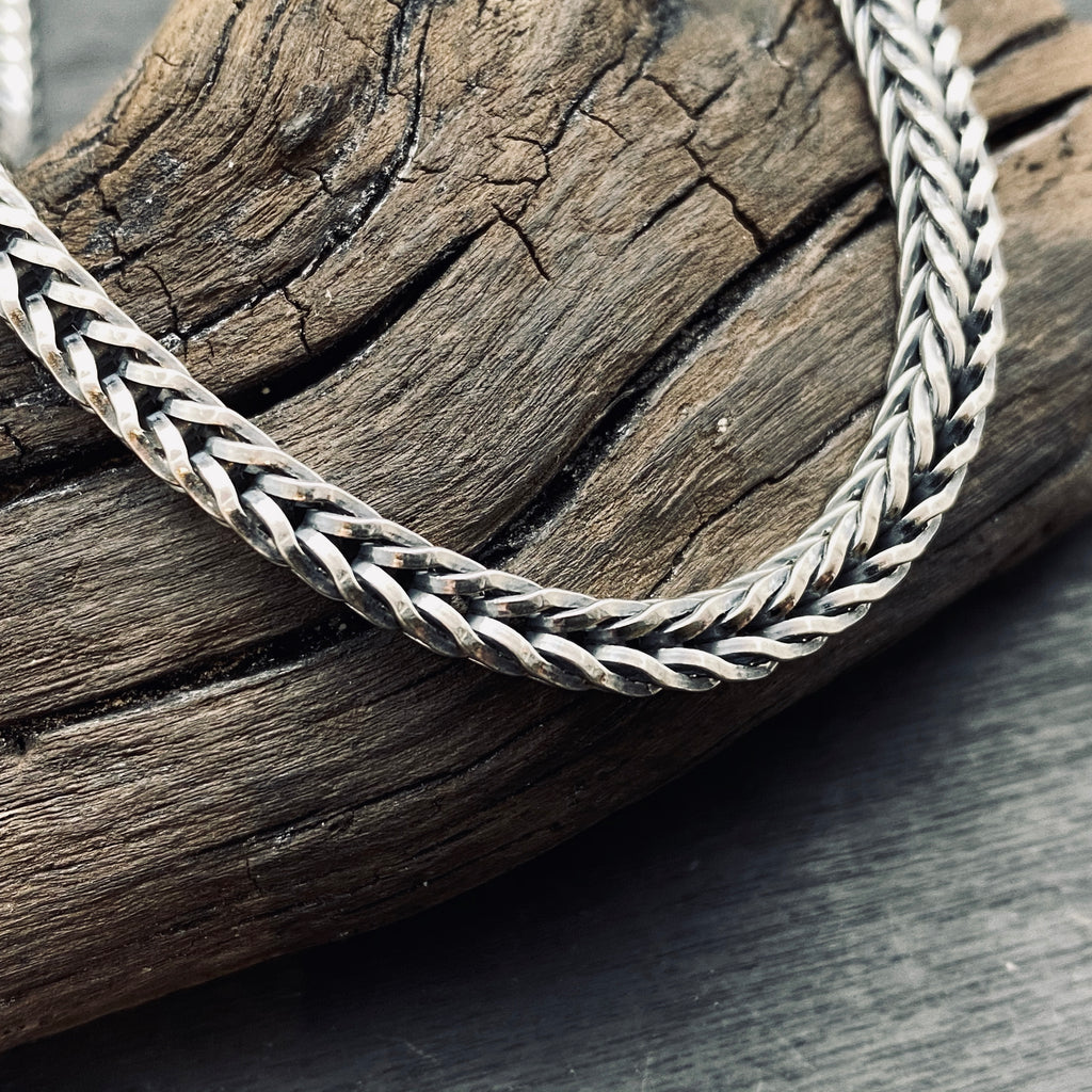 sterling silver oxidized 3.5 mm square foxtail chain